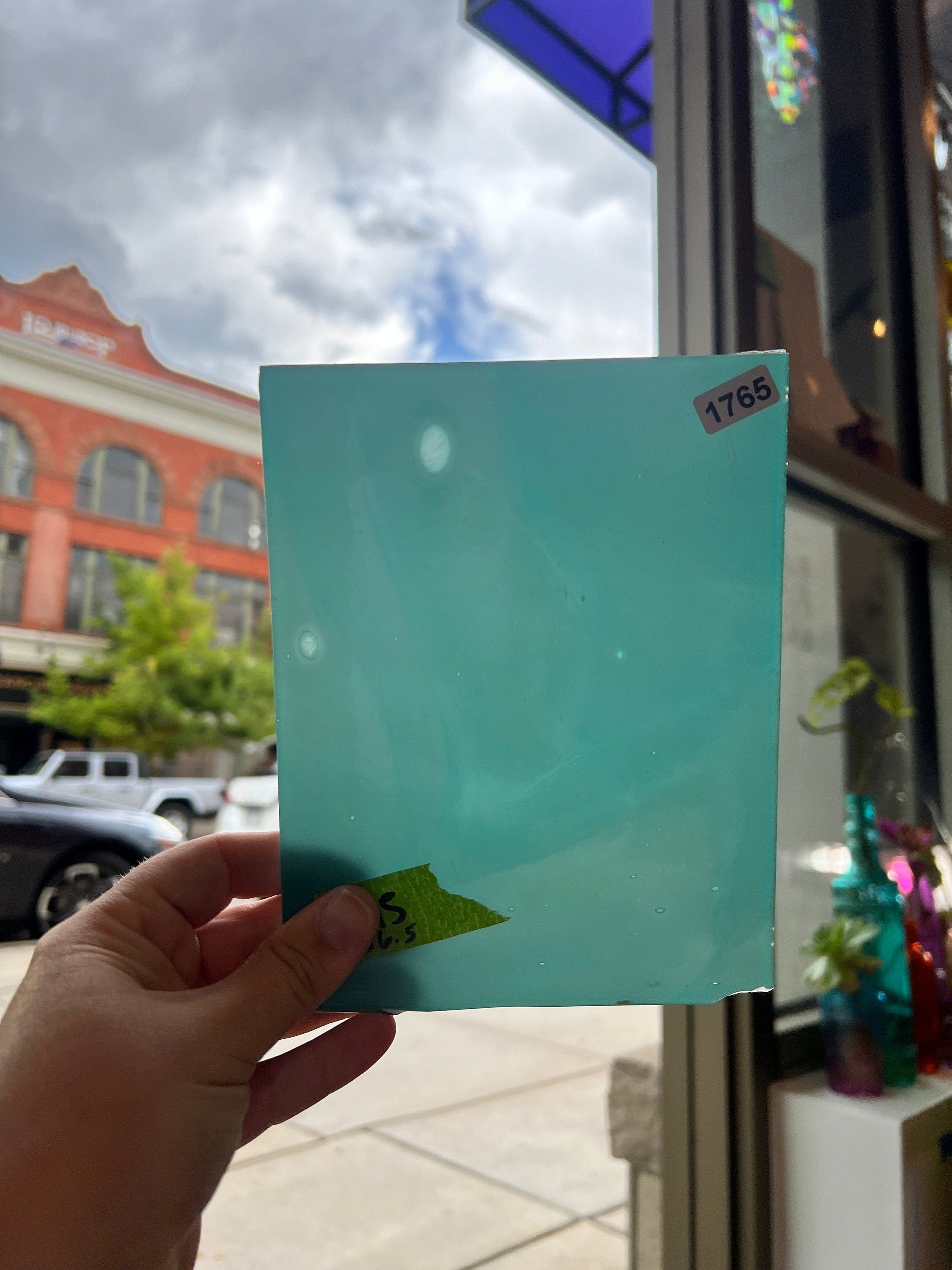 Teal Lamberts Mouth Blown Sheet Glass Colorado Glassworks   