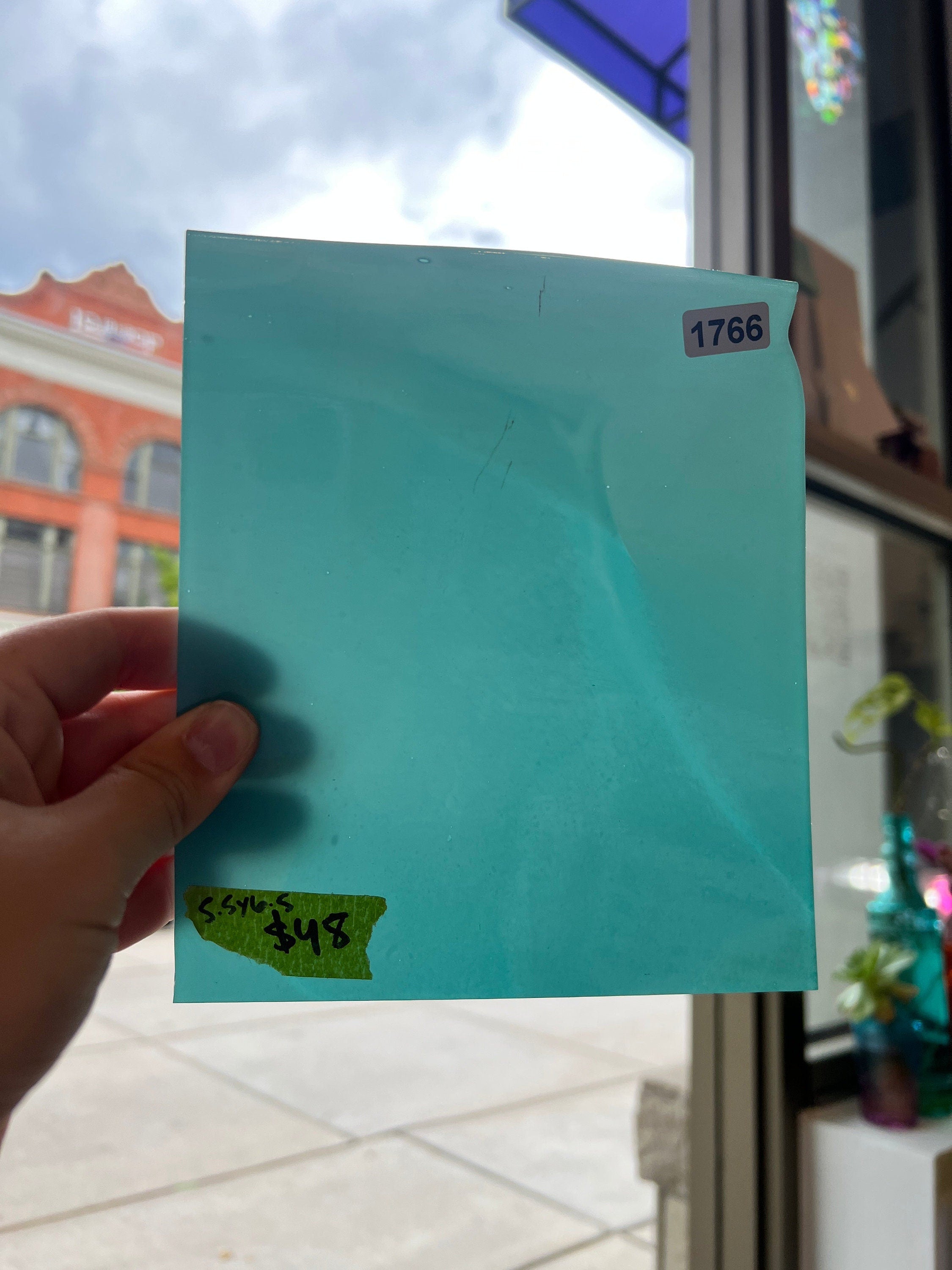 Teal Lamberts Mouth Blown Sheet Glass Colorado Glassworks   