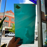 Teal Lamberts Mouth Blown Sheet Glass Colorado Glassworks   