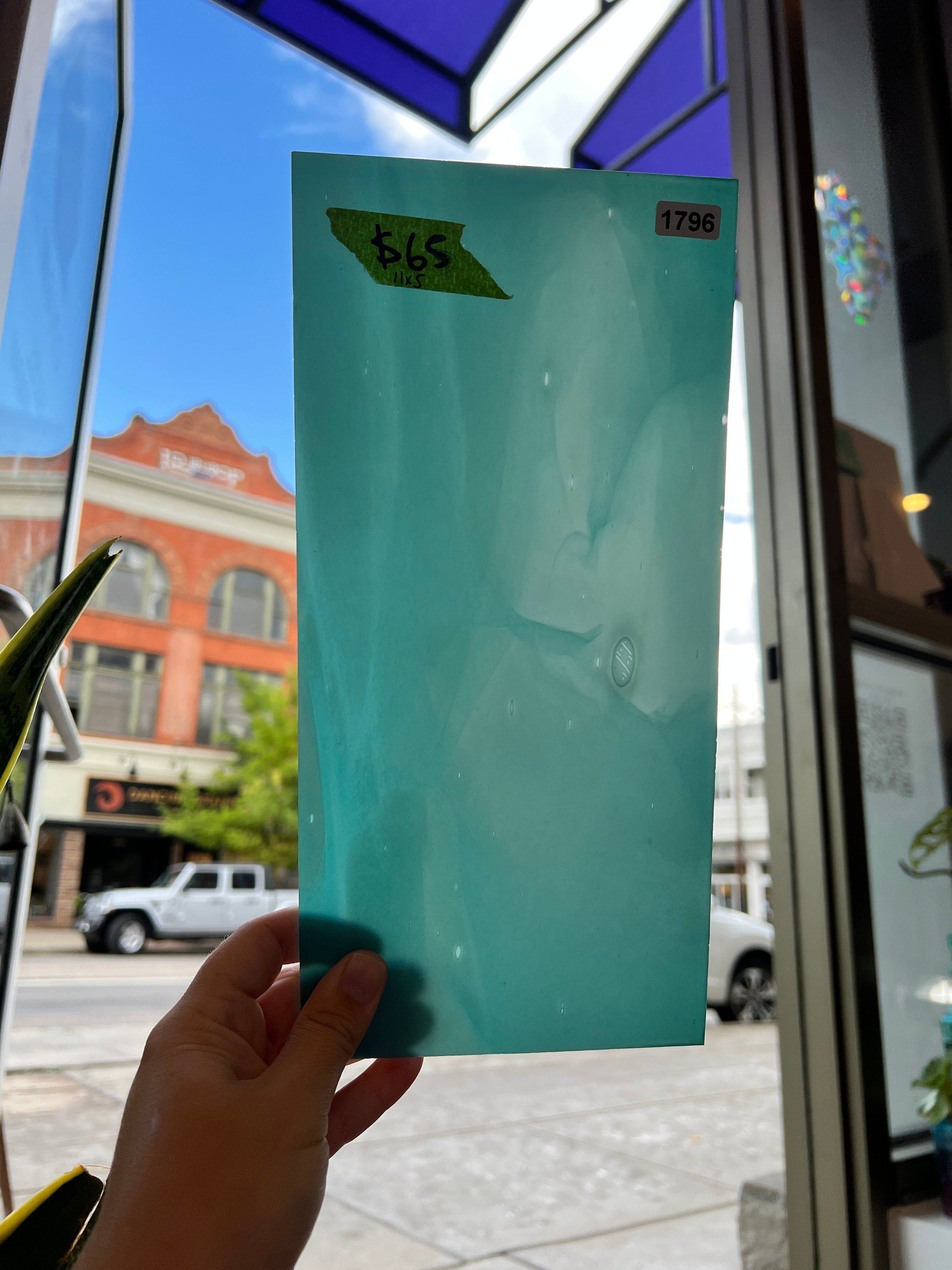 Teal Lamberts Mouth Blown Sheet Glass Colorado Glassworks   