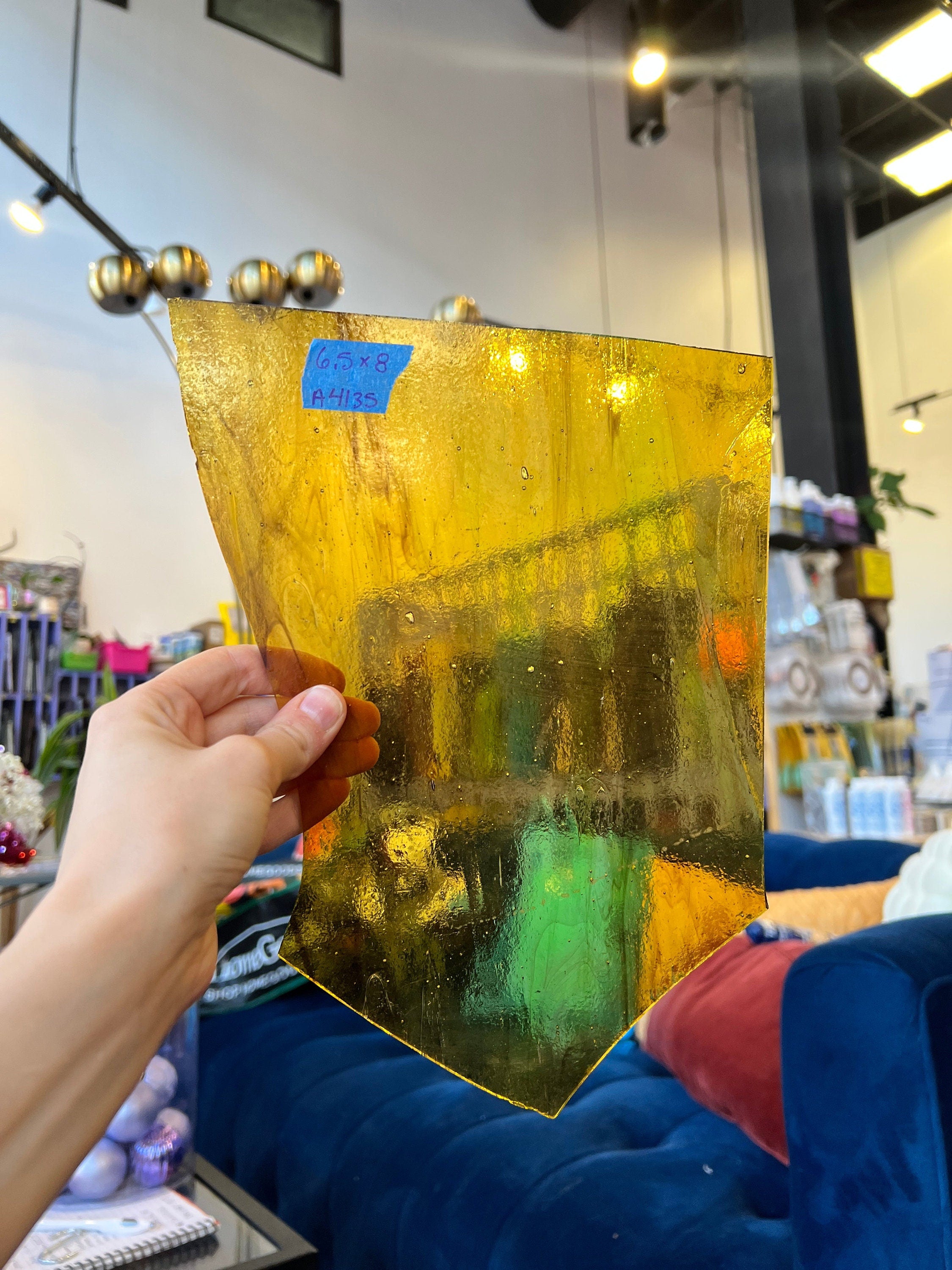 Kokomo Yellow Brown Transparent Mix Sheet Glass Colorado Glassworks 6.5x8in (A4I35)  