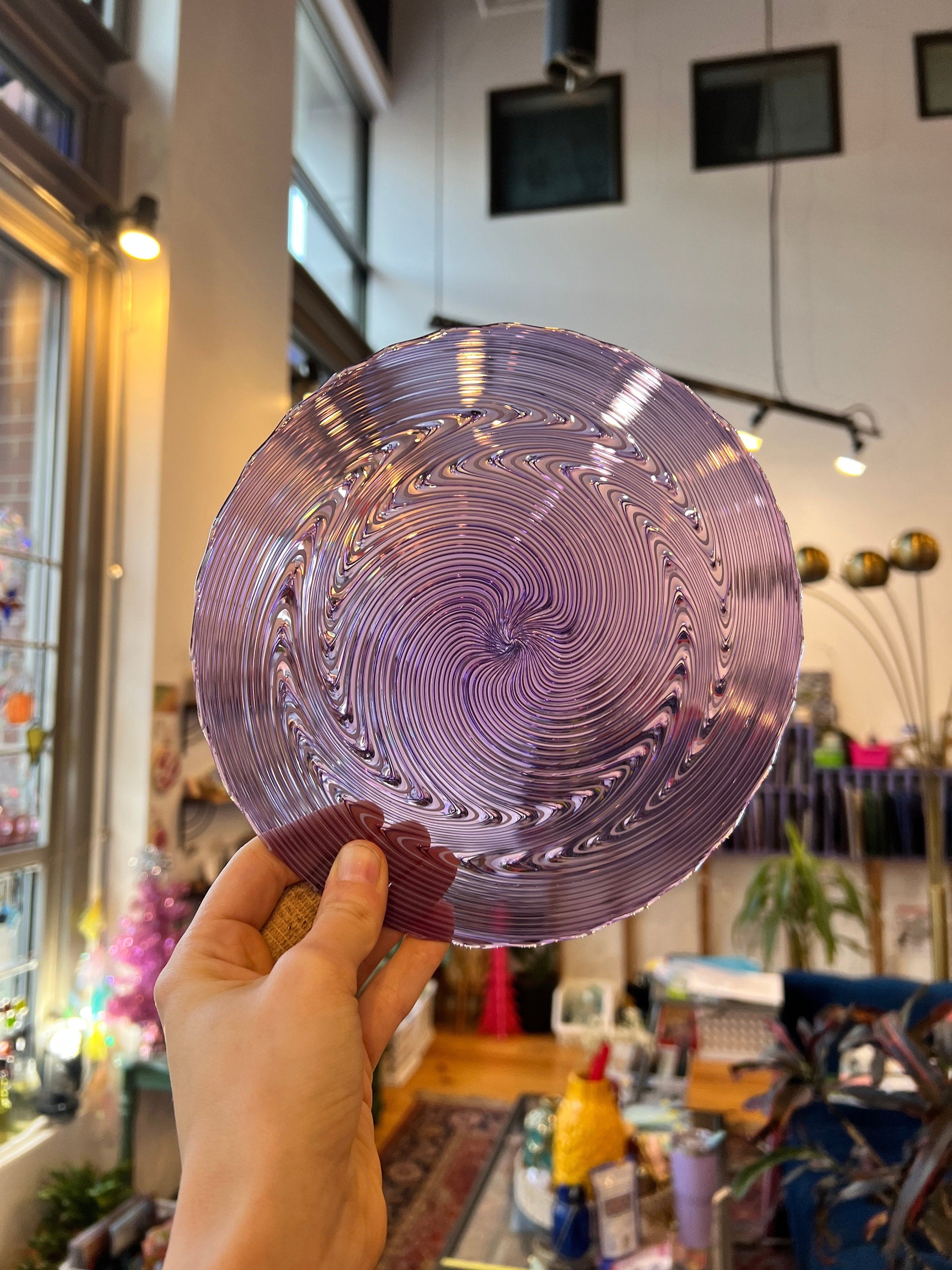 Purple Zig-Zag Rondel COGW by Monarch Glass Studio Sheet Glass Colorado Glass Works   