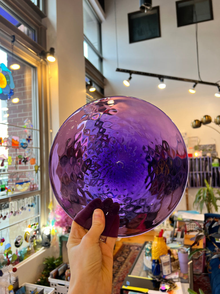Purple Flower Optic Rondel COGW by Monarch Glass Studio Sheet Glass Colorado Glass Works   