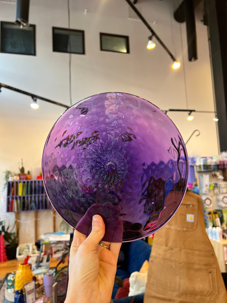 Purple Flower Optic Rondel COGW by Monarch Glass Studio Sheet Glass Colorado Glass Works   