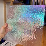 Clear Granite Iridescent Oceanside Fusible 96 COE (OGT 100GIRF) Sheet Glass Colorado Glass Works OS-CLEAR-I-G (12x12in)