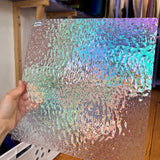 Clear Granite Iridescent Oceanside Fusible 96 COE (OGT 100GIRF) Sheet Glass Colorado Glass Works OS-CLEAR-I-G (12x12in)
