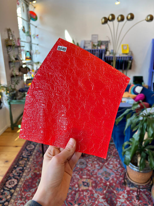 Red Bottom Crackle COGW by Monarch Glass Studios Sheet Glass Colorado Glass Works 7"x7"  