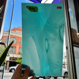 Teal Lamberts Mouth Blown Sheet Glass Colorado Glassworks   