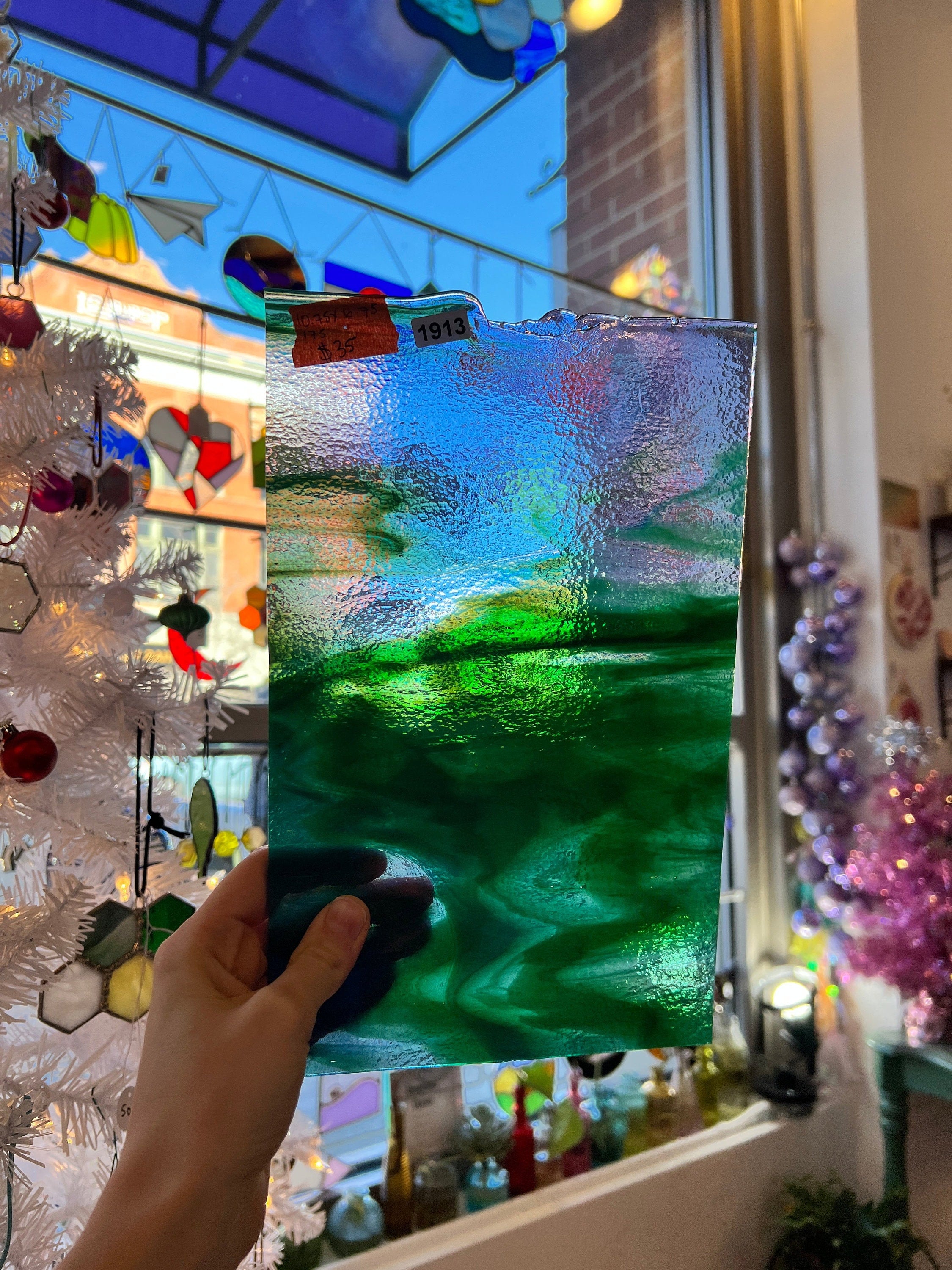 Purple, Blue, and Green Bullseye Transparent Fusible Sheet Glass Colorado Glassworks   