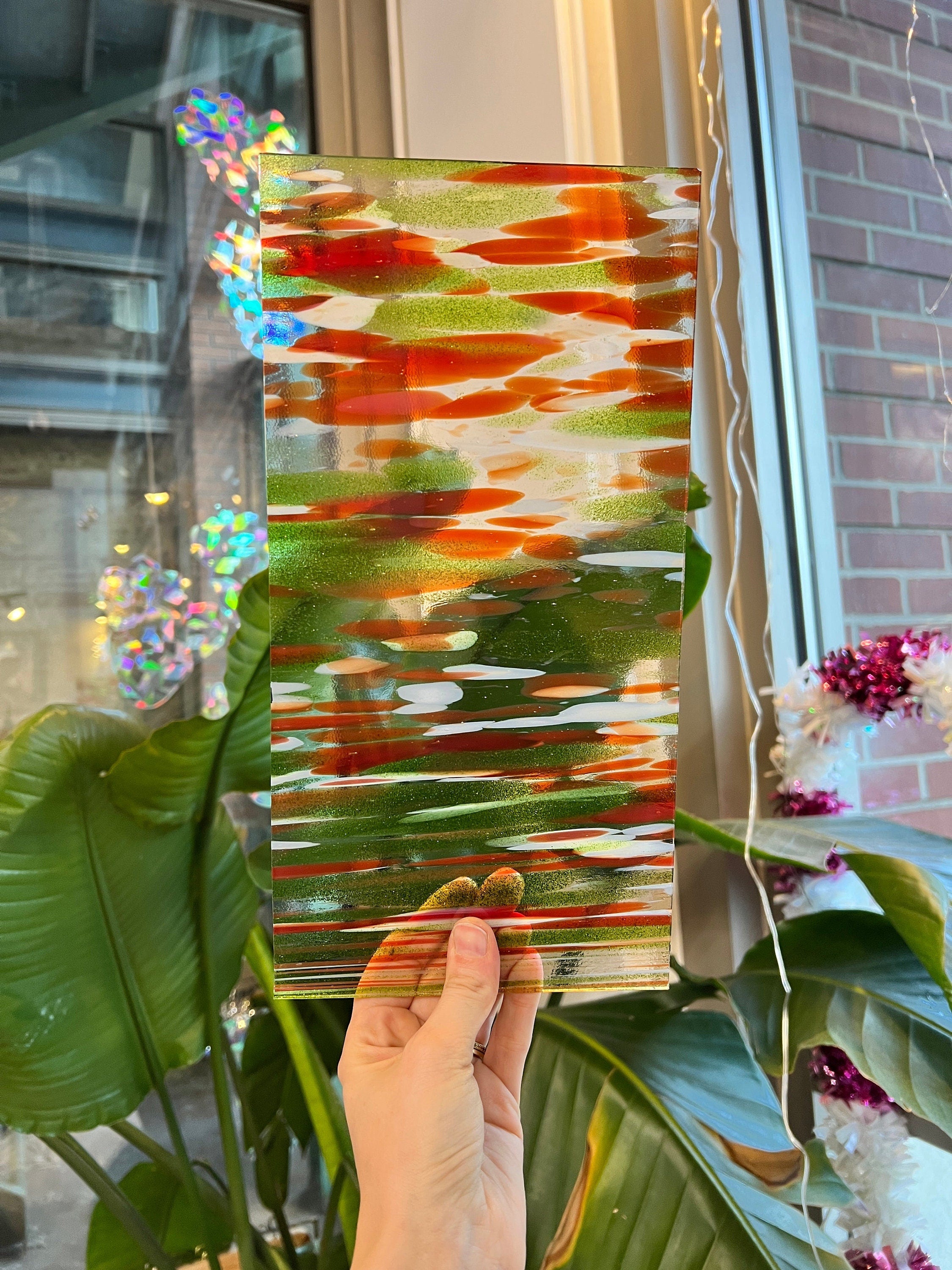 NEW! Holiday Fiesta Fuser's Reserve by Oceanside Sheet Glass Colorado Glassworks 12x6in  
