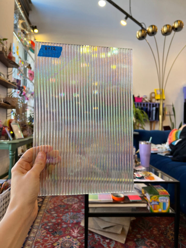 Clear Iridescent Reeded Spectrum Sheet Glass Colorado Glassworks   